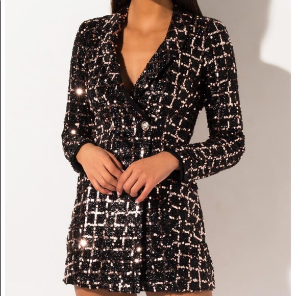 Black and Gold sparkly blazer dress - Picture 5 of 7